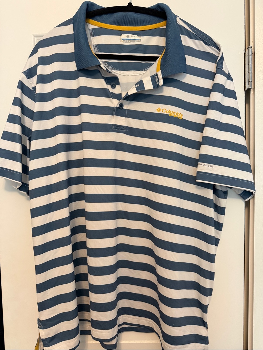 Columbia Blue and White Striped Performance Polo